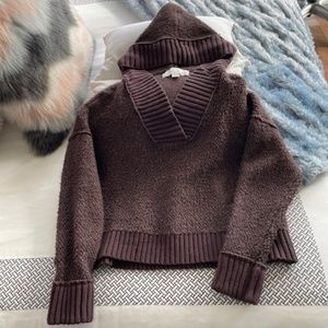 Vintage Havana Brown Hooded Cropped Sweater